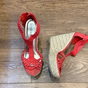 Mossimo Supply Co. Red Braided Espadrille Wedge Sandals